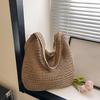 Yogodlns Однотонная плетеная сумка-тоут с перфорацией, дышащая, для покупок, соломенная сумка, легкая, летняя пляжная сумка для женщин