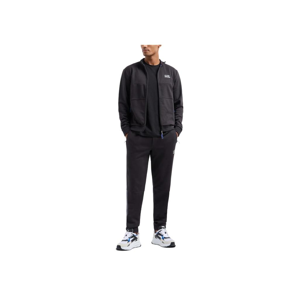 Emporio Armani EA7 Осень/Зима 24 Спортивные брюки с принтом логотипа Однотонная вязка Мужские брюки Черный 6DPP67-PJUWZ-1771