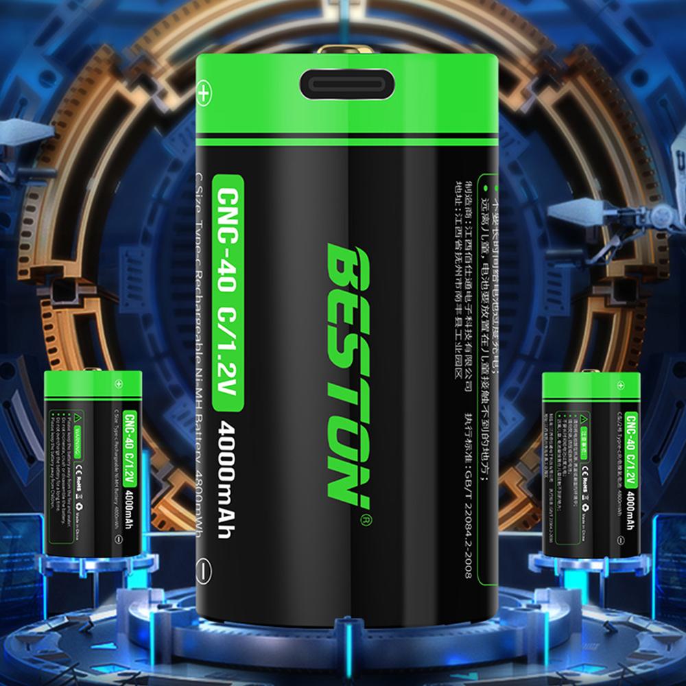 1,2 В NI-MH аккумулятор для водонагревателя, фонарик, 4000 мАч, тип C, USB аккумуляторная батарея