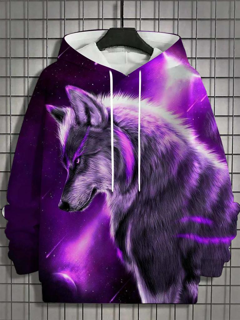Мужская толстовка с капюшоном с 3D-принтом, топы с изображением животных, графика волка, толстовка с длинным рукавом, модная повседневная осенняя унисекс-топы, свободные уличные топы с капюшоном