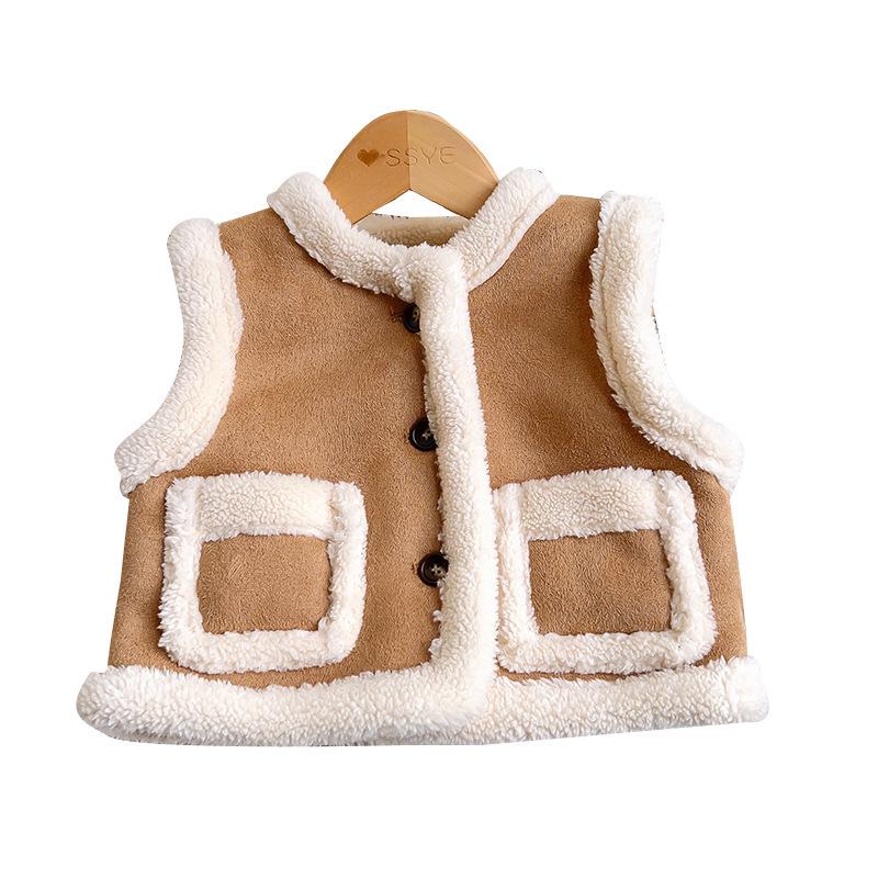 Стильный зимний флисовый жилет для девочек с большими карманами - TW103