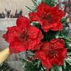 1/10pc Glitter Artificial Flowers Christmas Red Poinsettia Xmas Tree Ornament Simulated Magnolia Wedding Party Decor Fake Flower