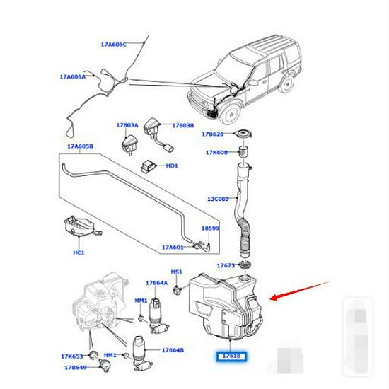 LR013953 Бачок омывателя для моделей Land Rover Range Rover Sport 2010-2013