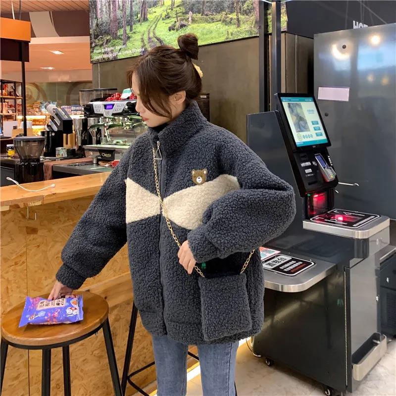 Осенне-зимнее новое большое свободное плюшевое пальто-куртка