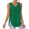 VEZFAA Women's Fashion Casual Summer Spring Solid Color Print Sleeveless V-Neck Blouses & Shirts