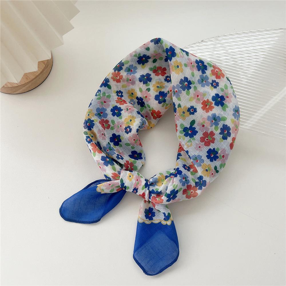Маленький квадратный шарф из хлопка и льна, шелковый шарф, женский, весна и осень, новый стиль, художественный и универсальный, модный, темпераментный шарф-повязка на голову