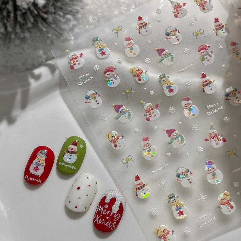 Cute Christmas Snowman Christmas Tree Santa Claus Nail Stickers Kawaii Art Stickers Diy New Year Accessories Manicure Decals