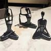 Home Decor, Meditation Yoga Statues Set of 3, Resin Zen Yoga Figurines for Bookself, Gifts