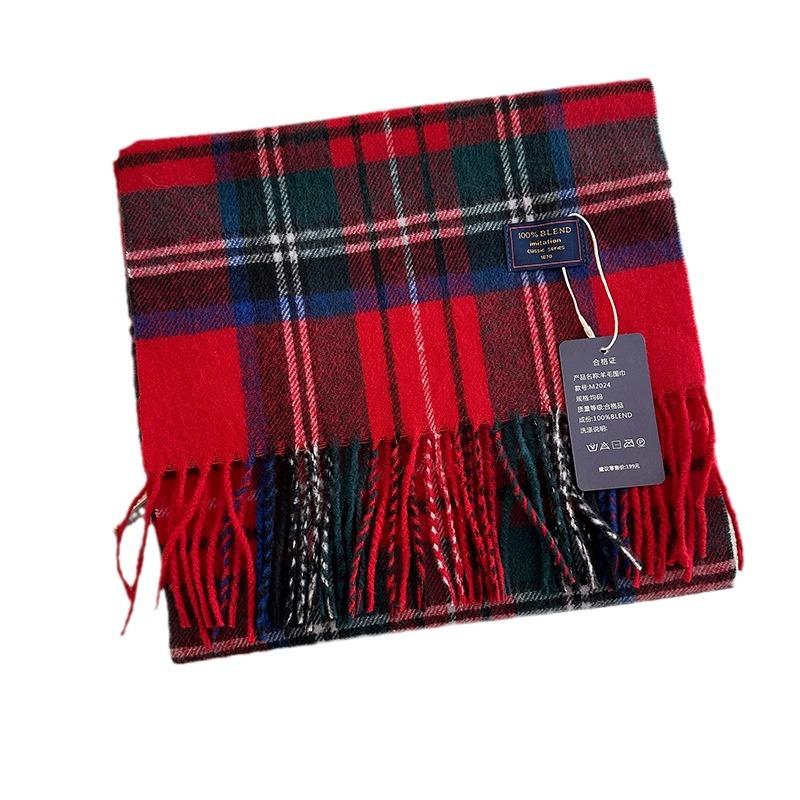 Autumn and Winter Color Blocked Plaid Scarf Winter Warm Scarf Warm and Versatile Plaid Scarf