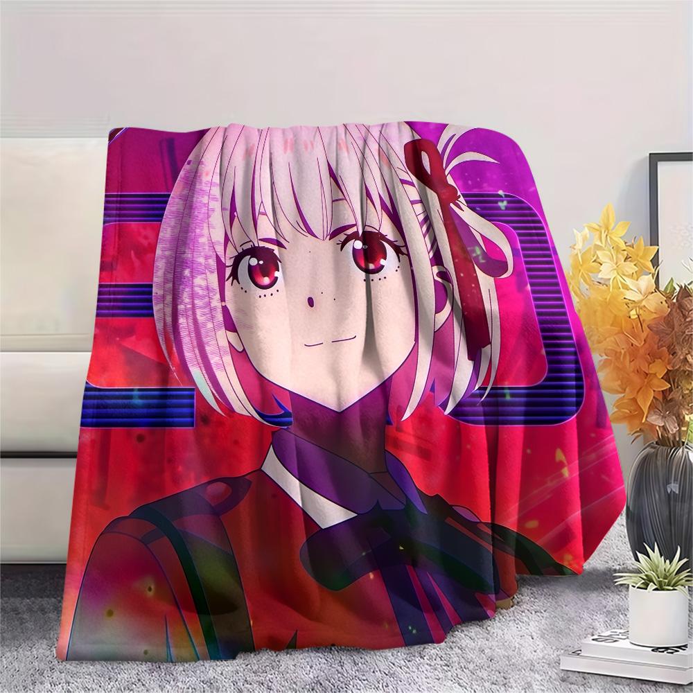 Chisato Nishikigi Print Flannel Blanket, High quality Comfortable for All Seasons, Home Decor, Warmth and Comfort