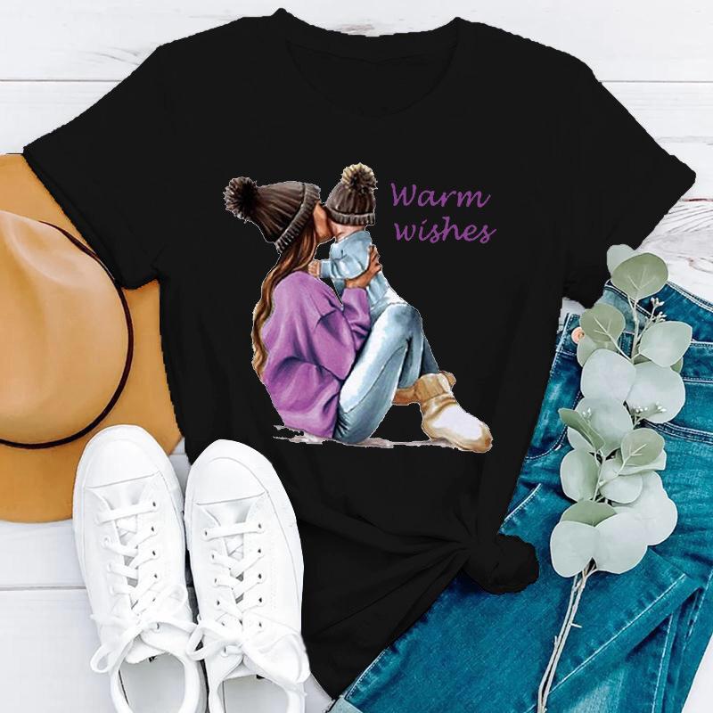 Простая женская одежда больших размеров с принтом на тему Дня матери, стильные женские футболки из чистого хлопка с круглым вырезом и короткими рукавами