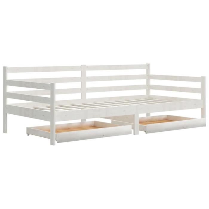 VidaXL Daybed with Drawers 90x200 Cm White Solid Pine Wood 3083680