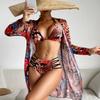1011 New European and American Multi-color Printing Fashionable and Sexy Bikini BIkini Three-piece Women's Swimsuit