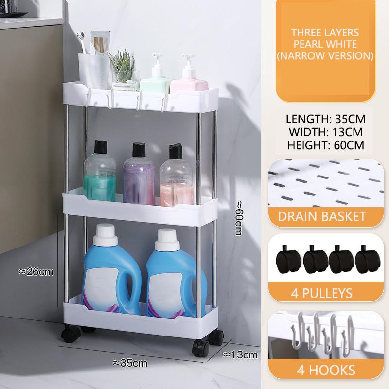 Multifunctional Storage Cart Movable Gap Storage Rack Rolling Utility Cart for Kitchen Bathroom Multi-Layer Slim Storage Shelf