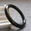 11MM Natural Pure Black Agate Round Bracelet Fashionable Charm Agate Bangle Jade Bracelet Women's Gift