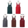 Stripe Design Cotton Apron Sleeveless Cooking Apron Two Front Pockets Women Apron  Coffee House