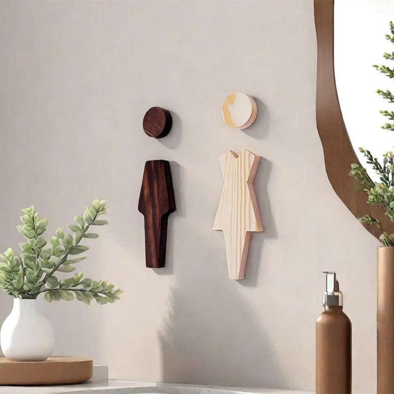 2 шт. Украшение для ванной комнаты Премиальный знак для ванной комнаты Знак для мужского и женского туалета из массива дерева Домашний декор для ванной