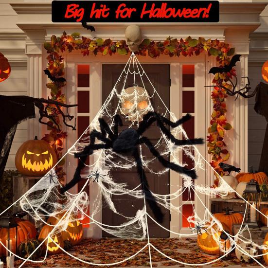 Halloween Giant Fake Spider Large Hairy Spider Decoration Scary Huge Furry Spider Prop Realistic Insect Toy for Halloween Party Yard Decor