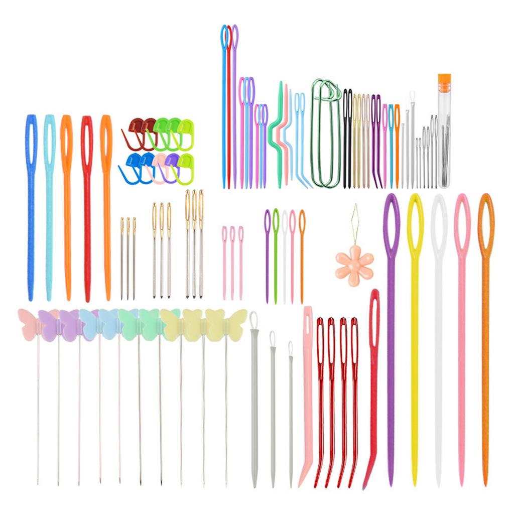 Sewing Needle Set Big Eyes Plastic Sewing Knitting Needle for Children DIY Hand Sewing Crochet Needle Learning Needle