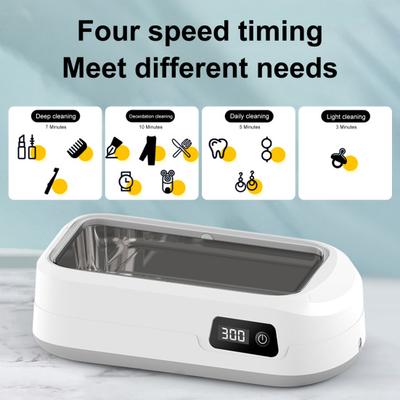 Ультразвуковая чистящая машина 49000 Гц Wave Deep Clean 640 мл Раковина из нержавеющей стали 4 режима Очки Ювелирные изделия Ежедневный очиститель предметов