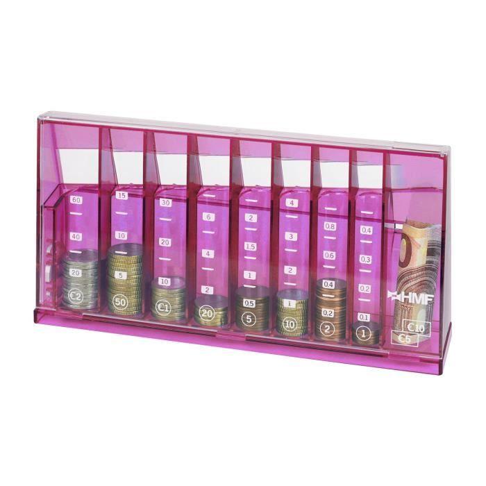 Tirelire - HMF - 4710-15 - Fuchsia - 24 x 12 x 5 cm - Compteuse de monnaie avec trieur