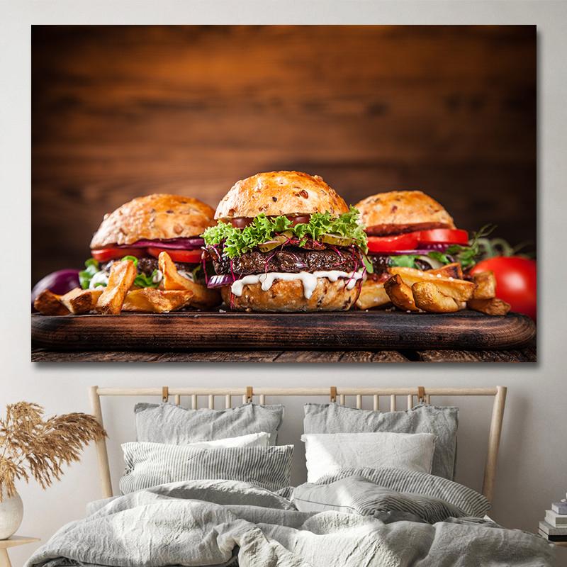 Картины быстрого питания в американском стиле, картины на холсте, гамбургер, картофель фри, постеры для хот-догов и принты для гостиной, кухни, настенный декор