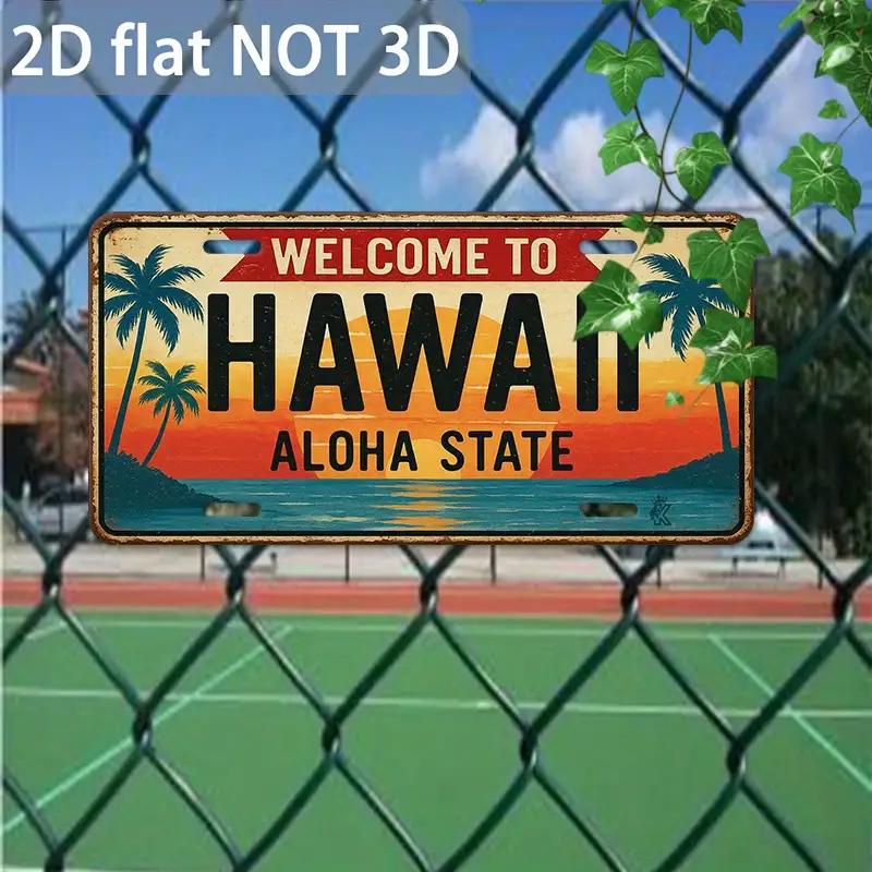 D Flat pc Винтажный Гавайский Знак Номерного Знака Штата Алоха Тропический Декор Стены Гавайев с Пальмами Закат