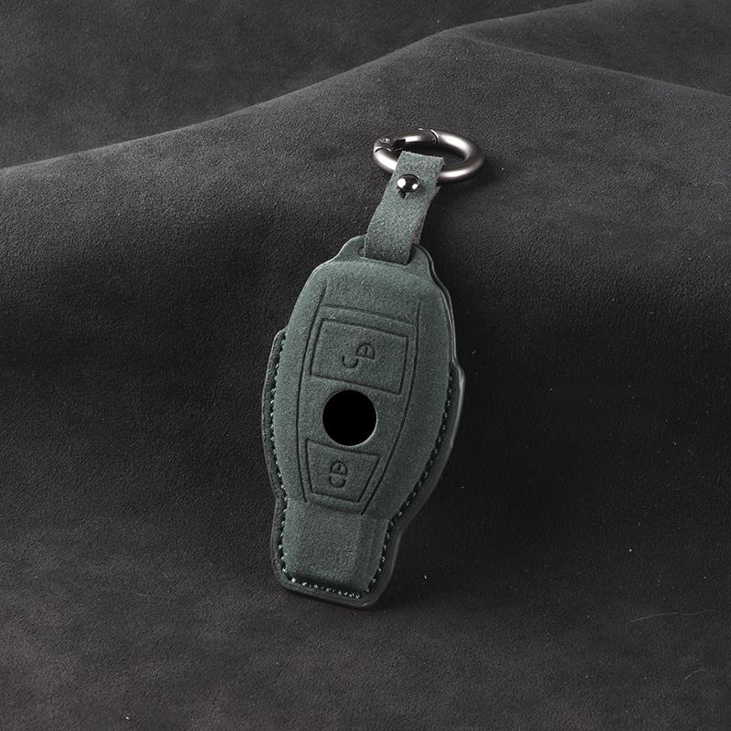 Leather Suede Car Key Case Cover Shell for Mercedes Benz A B C E S G Class W204 W205 W212 W213 W176 W177 GLC CLA AMG Accessories