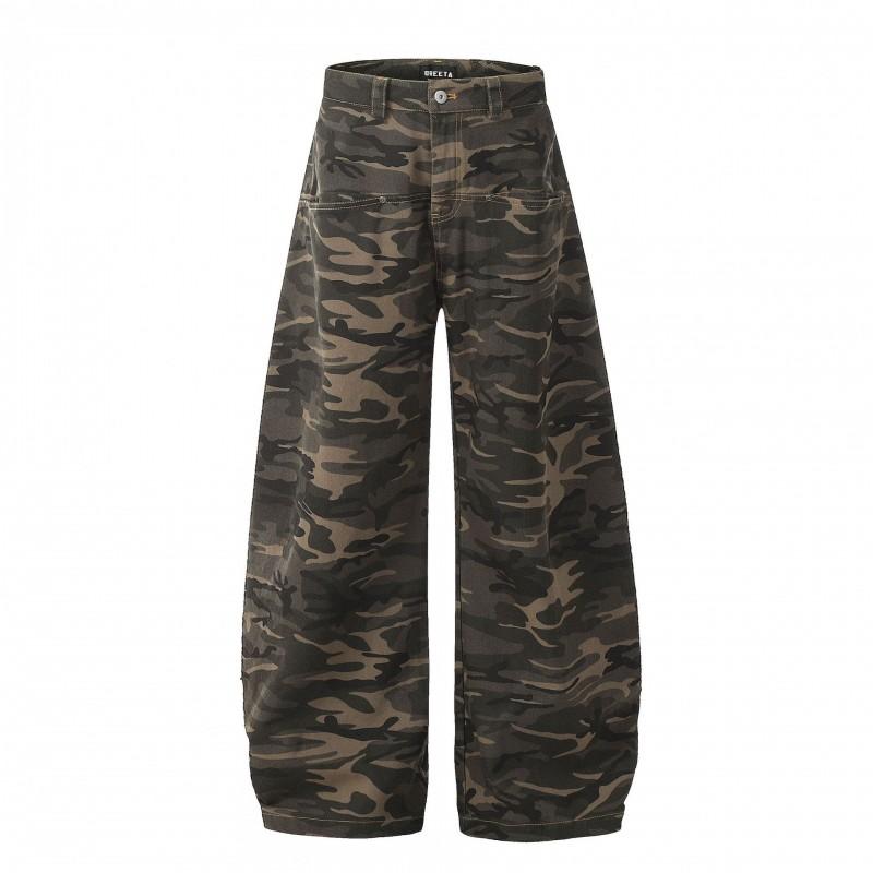 OREETA American Vibe Camo Cargo Pants Men Women Straight Loose Wide Leg Jeans
