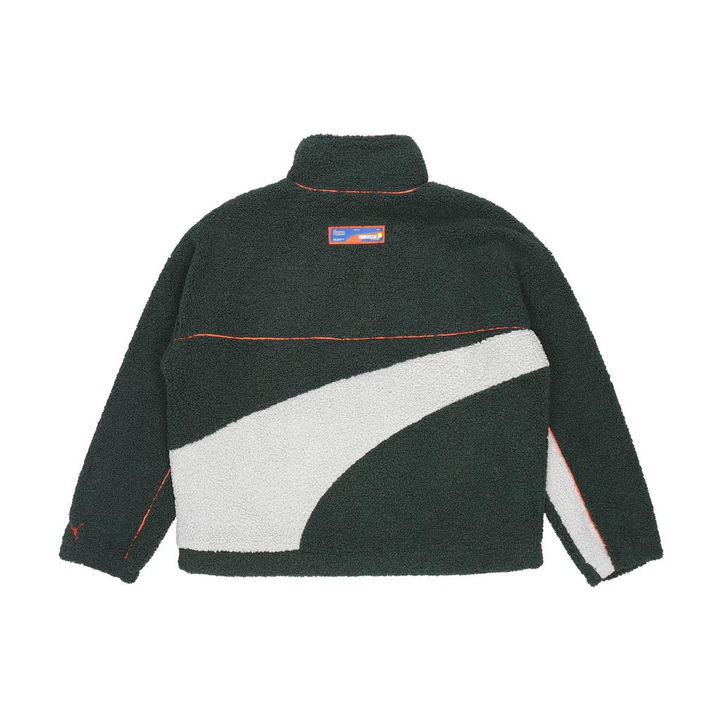 Puma Мужская темно-зеленая флисовая куртка из искусственной овчины с оранжевым карманом, в стиле стритвеар, артикул 532597-80