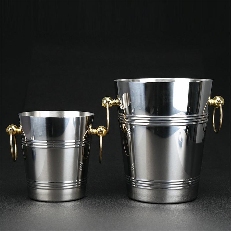2L/4L European Style Stainless Steel Ice Bucket Wine Champagne Wine Chiller Wine Bottle Cooler Beer Chiller Ice Barrel Bar Tools