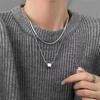 JMXD-Simple and Versatile Double-layer Stacked Square Necklace Men and Women Light Luxury Niche Design Sense Fashion Cold Wind Sweater Chain Tide