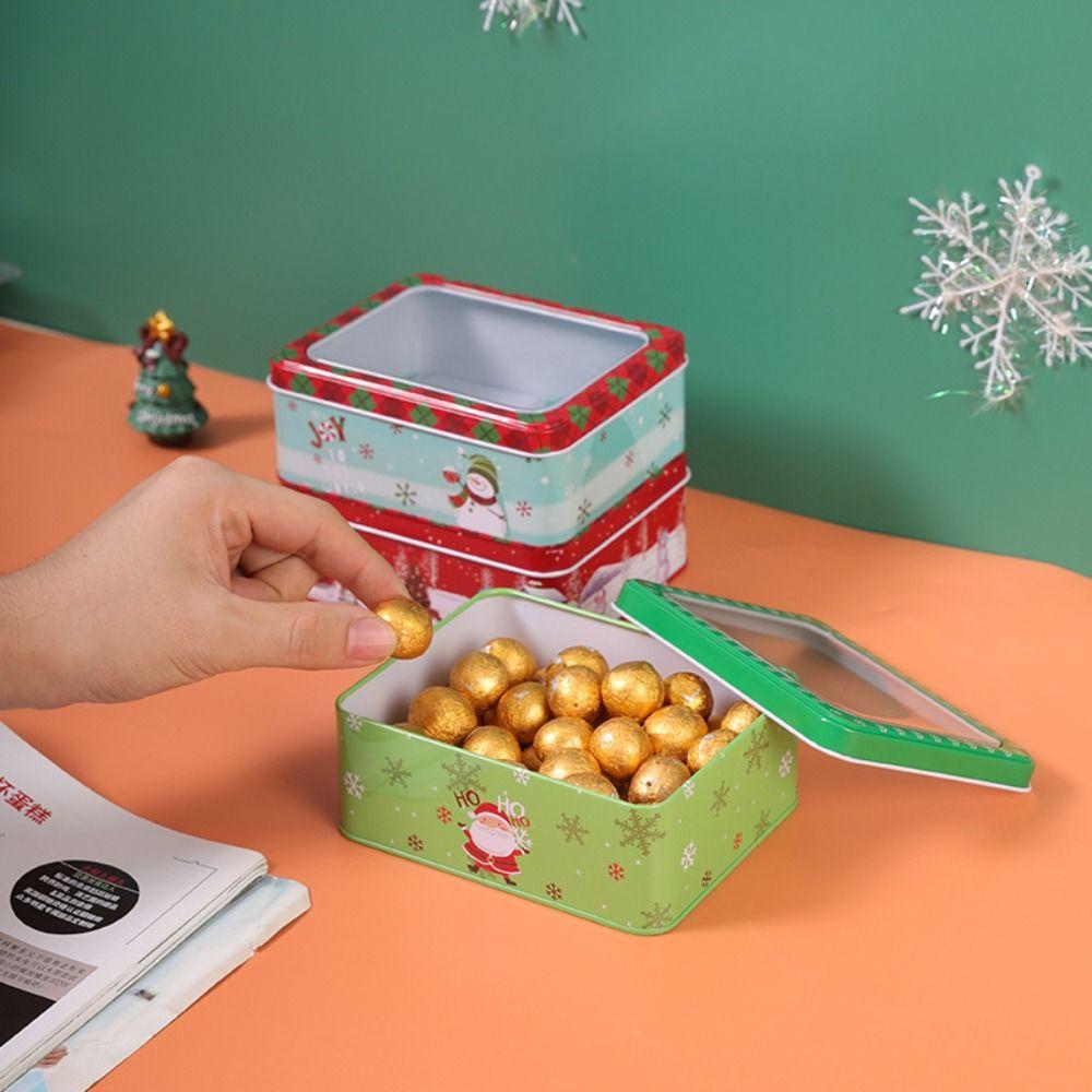 Прямоугольный ПВХ Ящик для цветов Рождественский Подарочный Ящик Конфетница Кейс для Хранения Форма для Выпечки Печенья Жестяная Коробка Вечеринка Домашний Кейс для Хранения