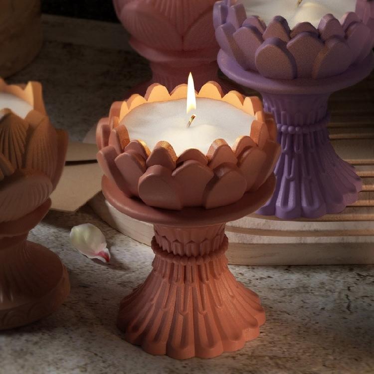 Подсвечник Силиконовые формы Смола Лотосы Цветок Подсвечник Эпоксидные формы для литья