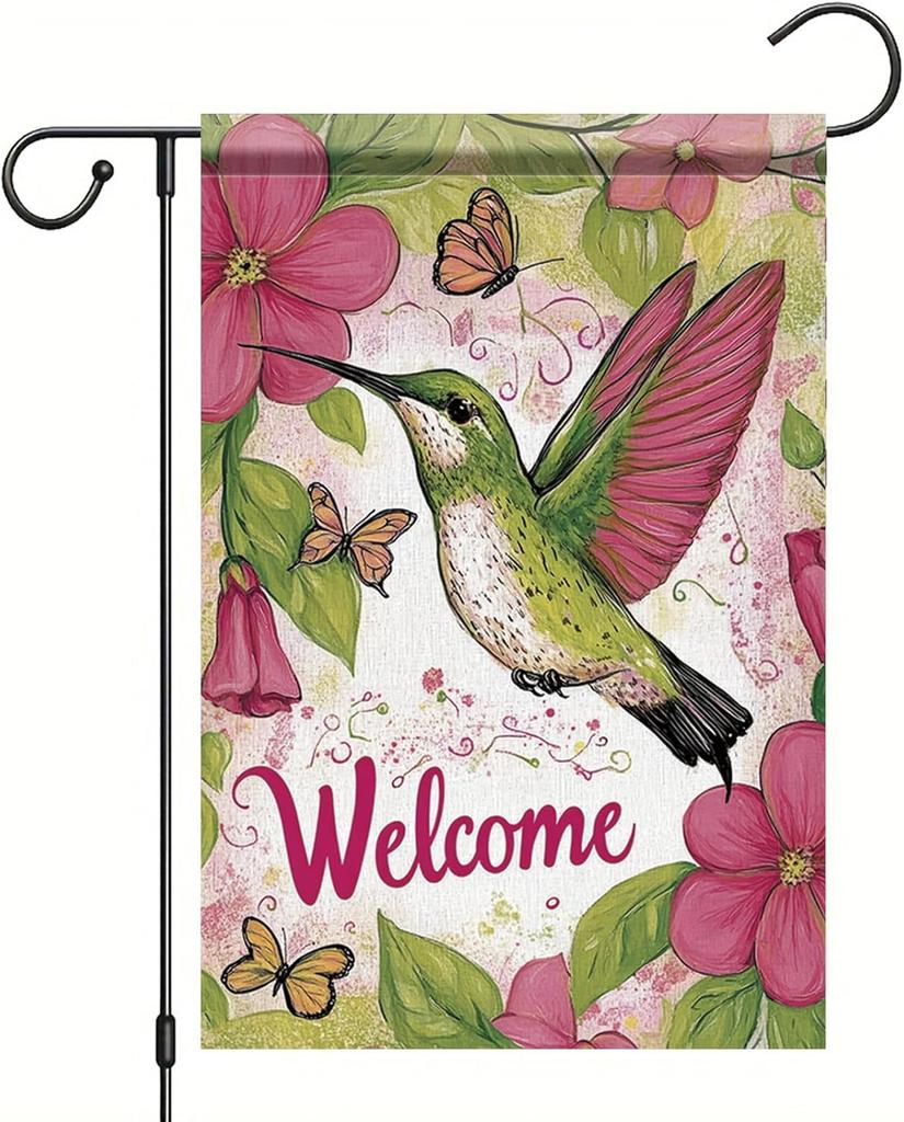 Starlit Patio Spring Summer Hummingbird Garden ag 12x18 Inch Double Sided Hummingbird oral Buttery Small Yard ag Hou LLX