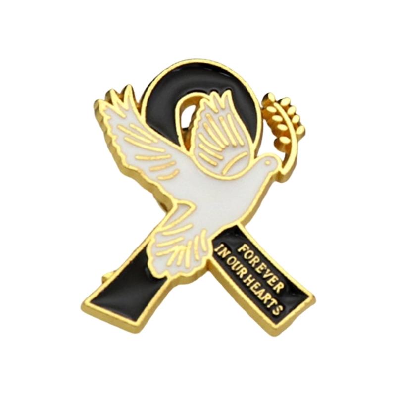 Брошь-значок 'Символ мира' с деталью в виде ленты, форма идеально подходит для свадеб, деловых встреч, повседневной носки