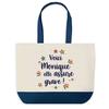 Tote bag - PLANETEE - Monique elle assure grave - Fond bleu - Coton - 40x45 cm
