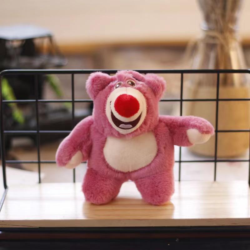 Ins Cute Pink Bear Pendant Plush Toy Doll Girl Heart Bear Bag Hanging Keychain Women