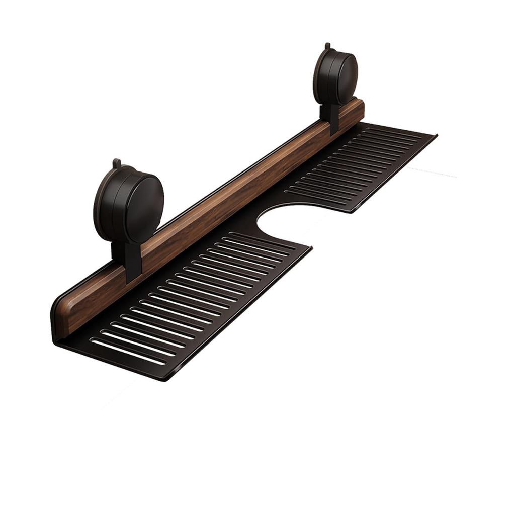 Полка на присосках для ванной комнаты и кухни из грецкого ореха, настенная полка для раковины над смесителем, съемные органайзеры для смесителя, деревянная стойка для хранения смесителя