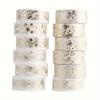 12 Rolls Golden Plant Flower Series Washi Tape Golden Foil Decorative Hand Account Sticker DIY Material Beauty Tape