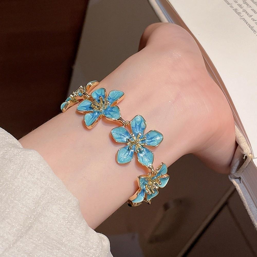 Floral Jewelry Five-leaf Flower Bracelet Pink Dripping Hand Chain Birthday
