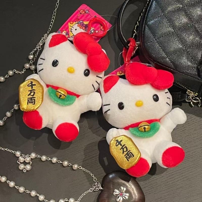 Sanrio Maneki-neko Hello kitty Plush doll Animal Plush knapsack Pendant Cartoon Lucky kitty Cat bag accessoires Ornament Gift