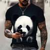 Fashion Casual 3d Panda Print Men's Round Neck T Shirt Daily Funny Cute Harajuku Comfortable Breathable Lightweight Top