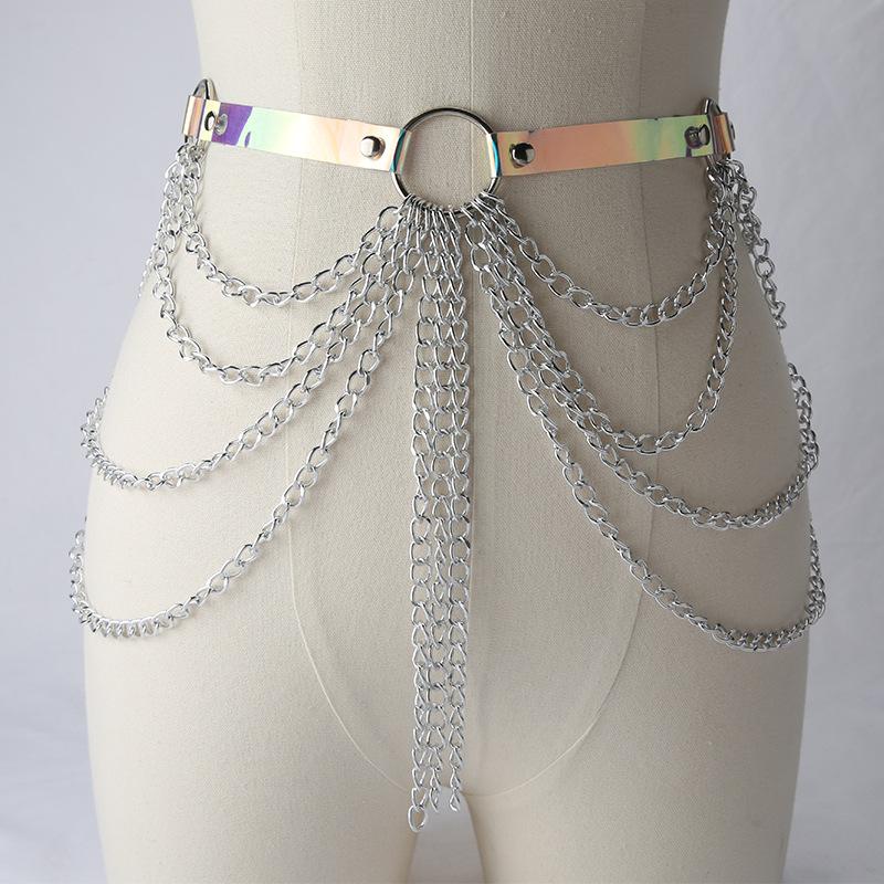 Pu Decorative Belt Multi-Layer Metal Chain Fringed Body Chain Night Bar Performance Jewelry Waist Chain