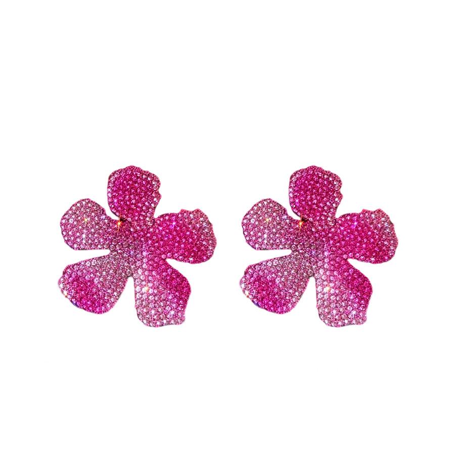 Silver Needle Diamond Flower Stud Earrings Light Luxury High Temperament Earrings European and American Fashion Design Heavy Industry Earrings Women