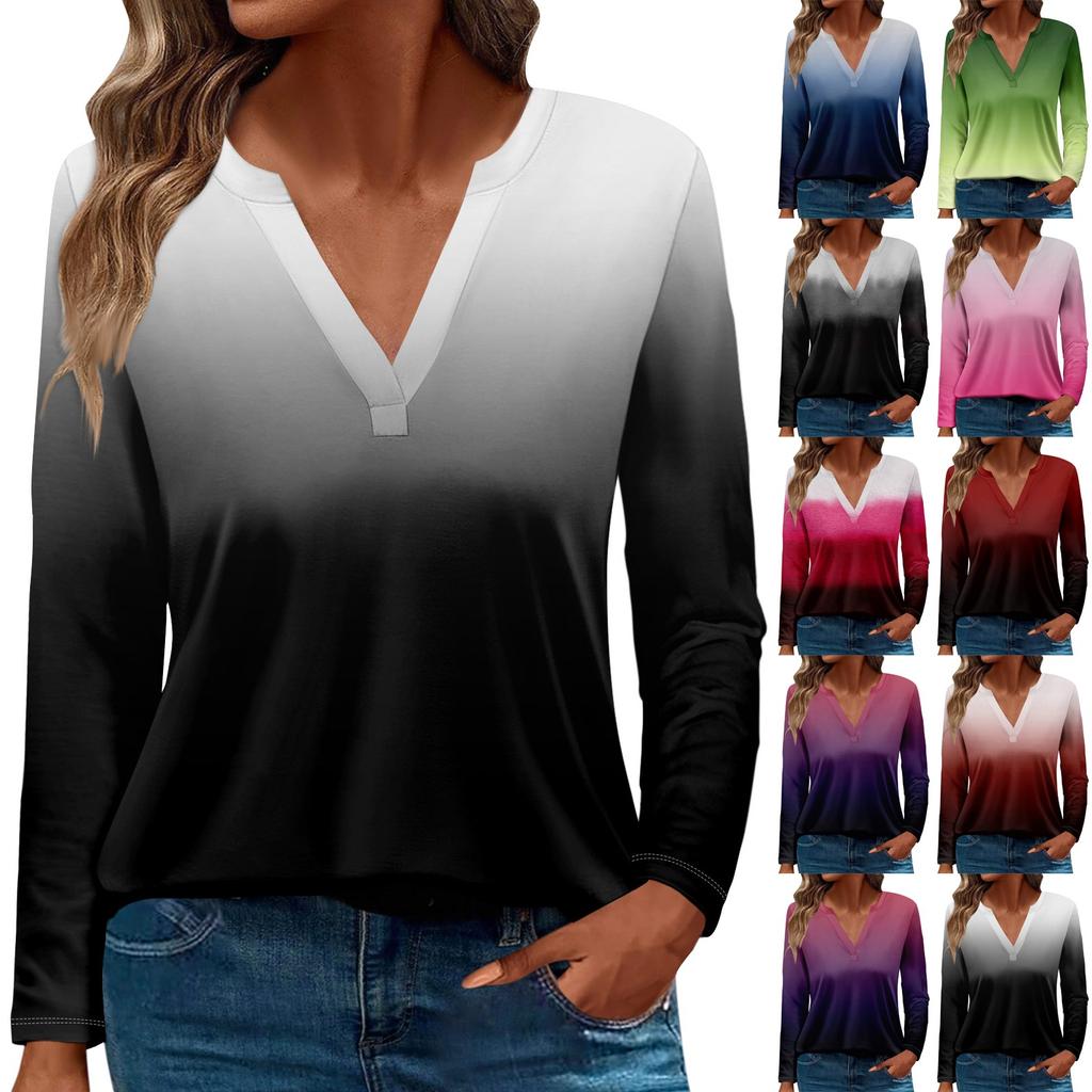 Women's T Shirt Tee Printed Long Sleeve Daily Weekend Fashion Basic V Neck Regular Top