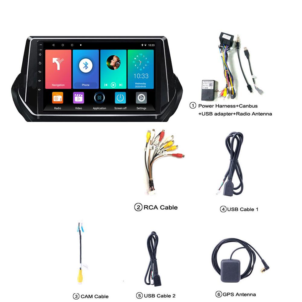 Автомобильный радиоприемник GPS-навигационная система для Peugeot 2008 208 2019 2020 2 Din Android WiFi автомобильный мультимедийный плеер авто стерео FM-радио головное устройство 1 + 16 ГБ