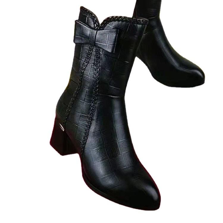Women Designer Ankle Snow Zipper Boots Winter High Heels Shoes