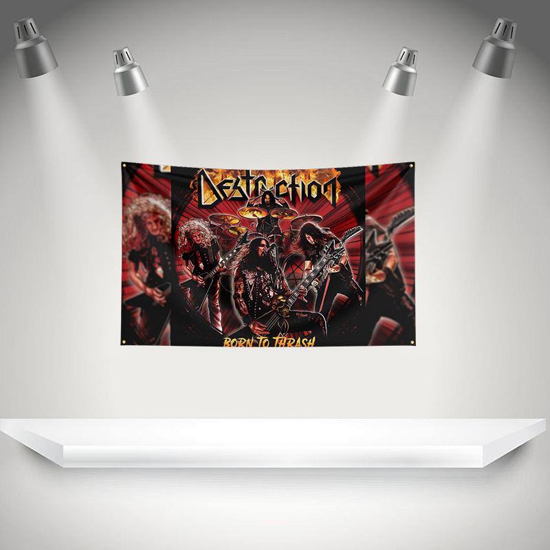 D-Destruction Flag Rock Music Band Banner HD Printing Tapestry Exhibition Music Band Fans Garage Decor