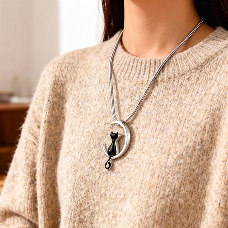 Медальон-кулон для питомца в форме луны, предназначенный для хранения шерсти или праха, из элегантной нержавеющей стали с полированной отделкой